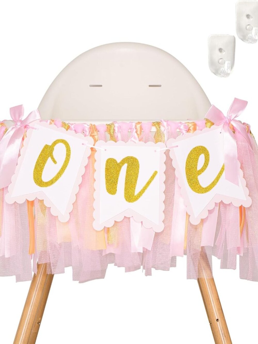 1st Highchair Banner Birthday Girl - NO DIY First Birthday Highchair Banner Pink